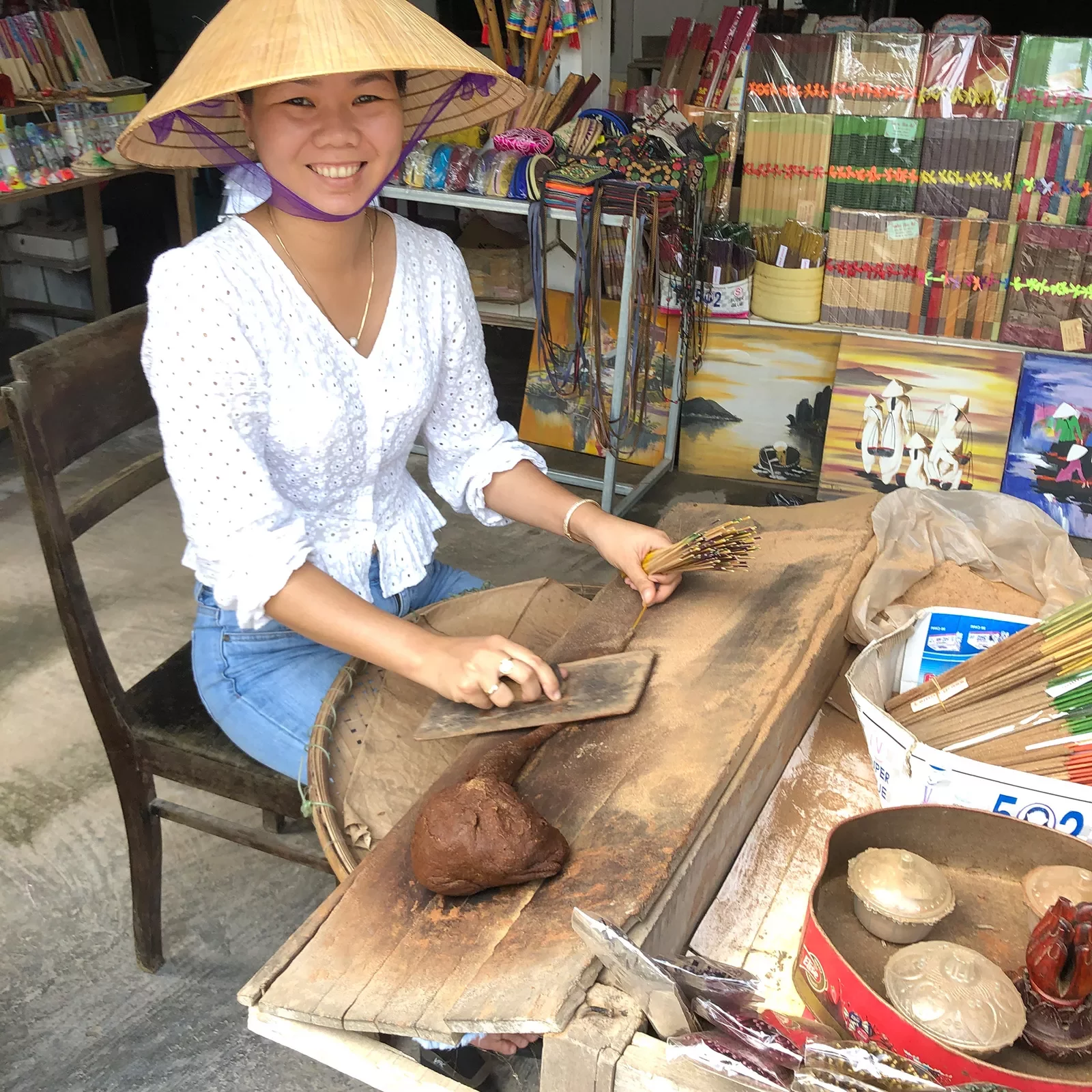 Local Vietnamese woman preparing food