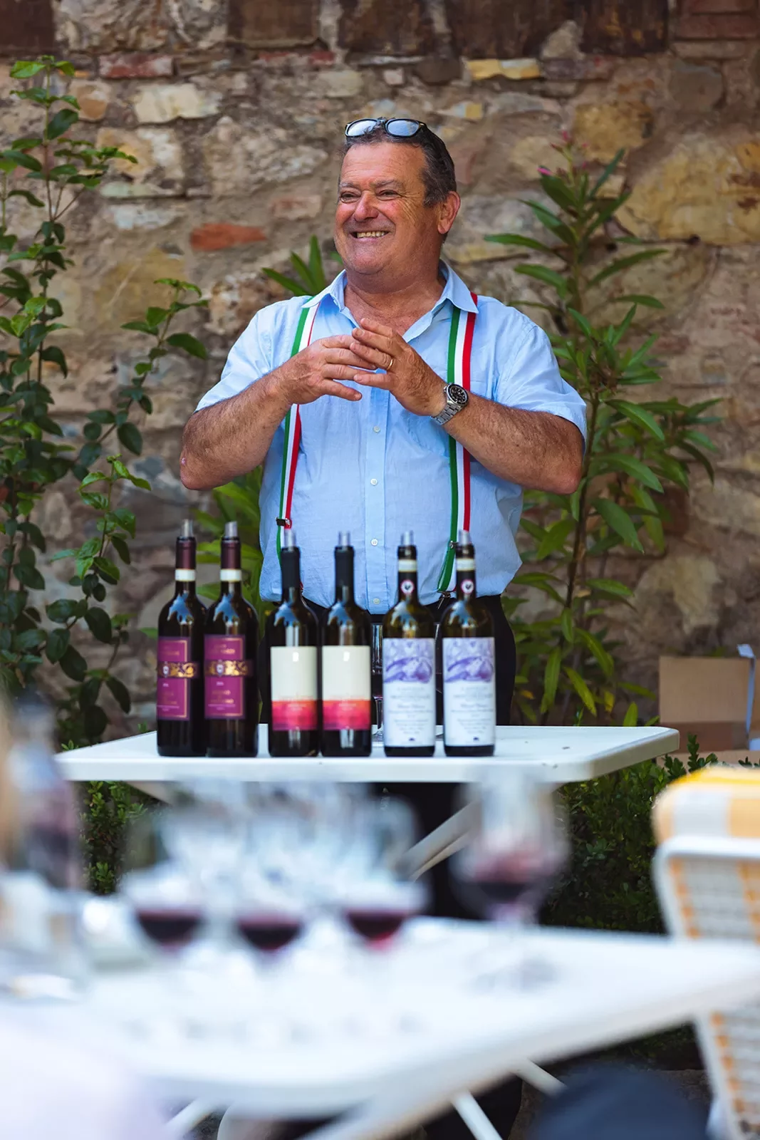 Local guide with assortment of red wines.