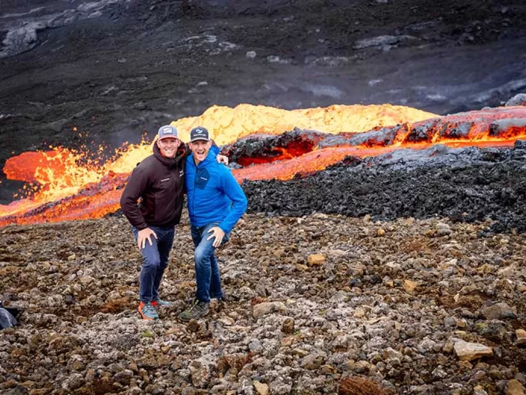 Iceland Ocean Cruise Walking & Hiking Tour - hikers by lava flow