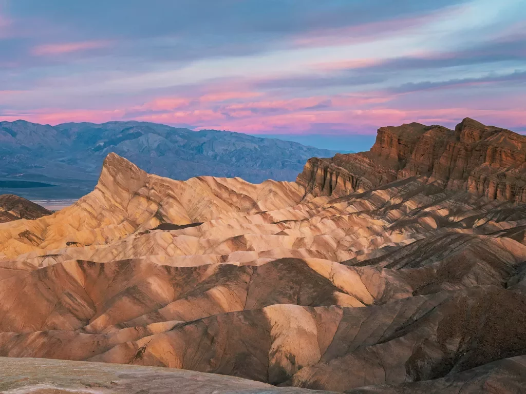 Desert mountains during sunset.