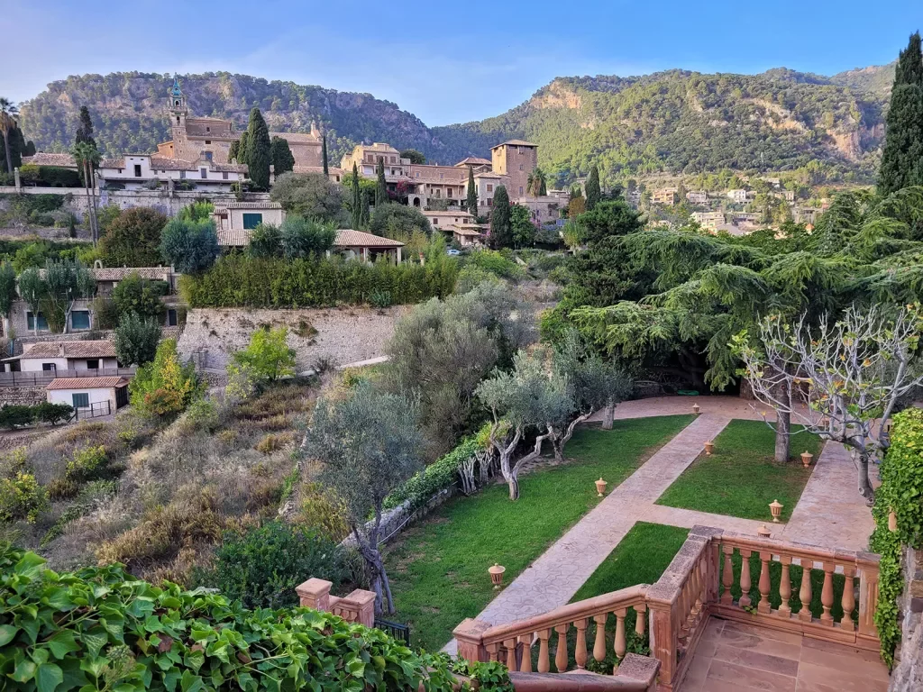 View of backyard at a villa in Mallorca. 