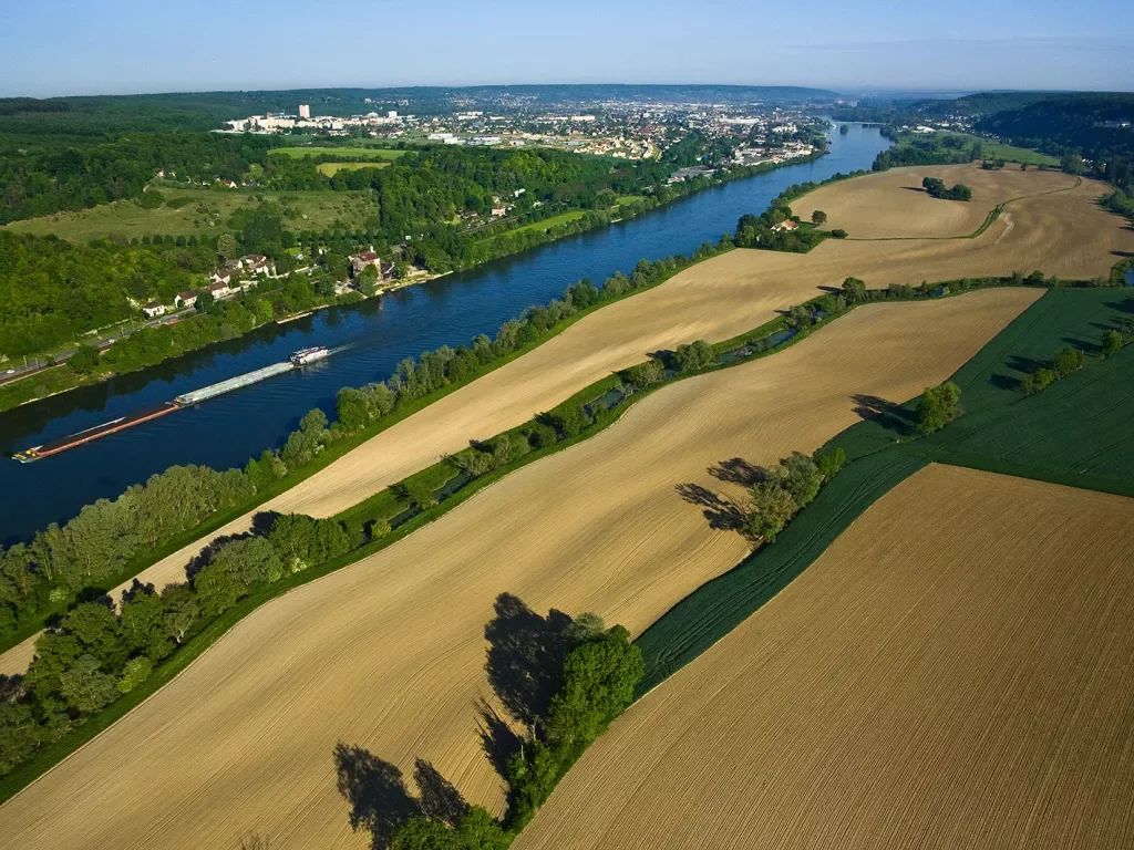 Aerial View of Seine River Between Giverny and Vernon 