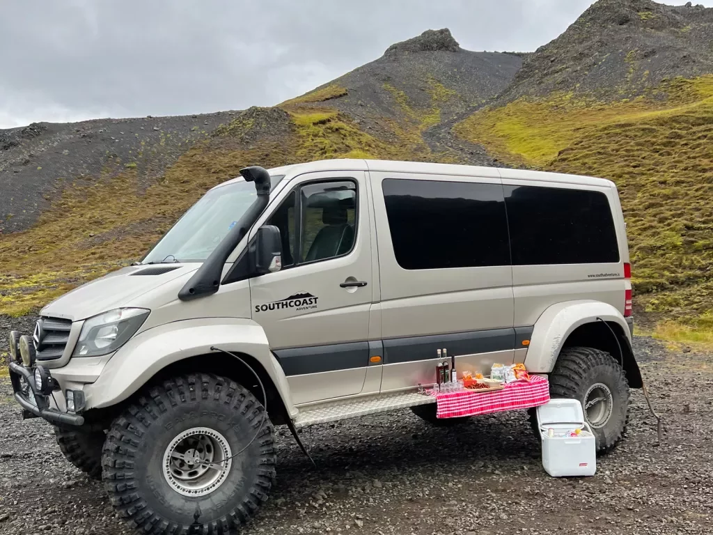 Super Jeep in Iceland with a picnic lunch