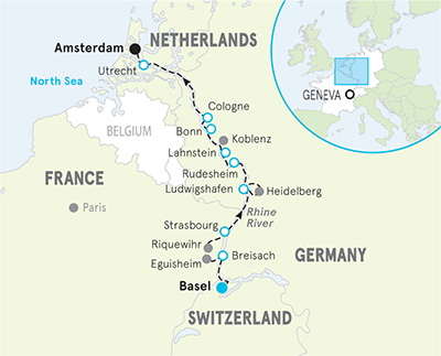 Rhine River Cruise Family Bike Tours Older Teens 20s Rhine River Cruise Map