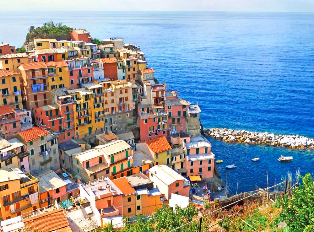 Cinque Terre village on the coast of the Mediterranean