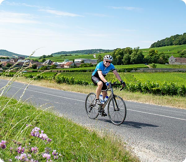 Tom Hale biking through Alsace