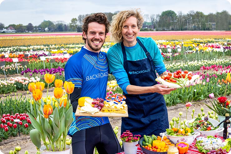 Backroads leaders preparing a picnic in the Netherlands