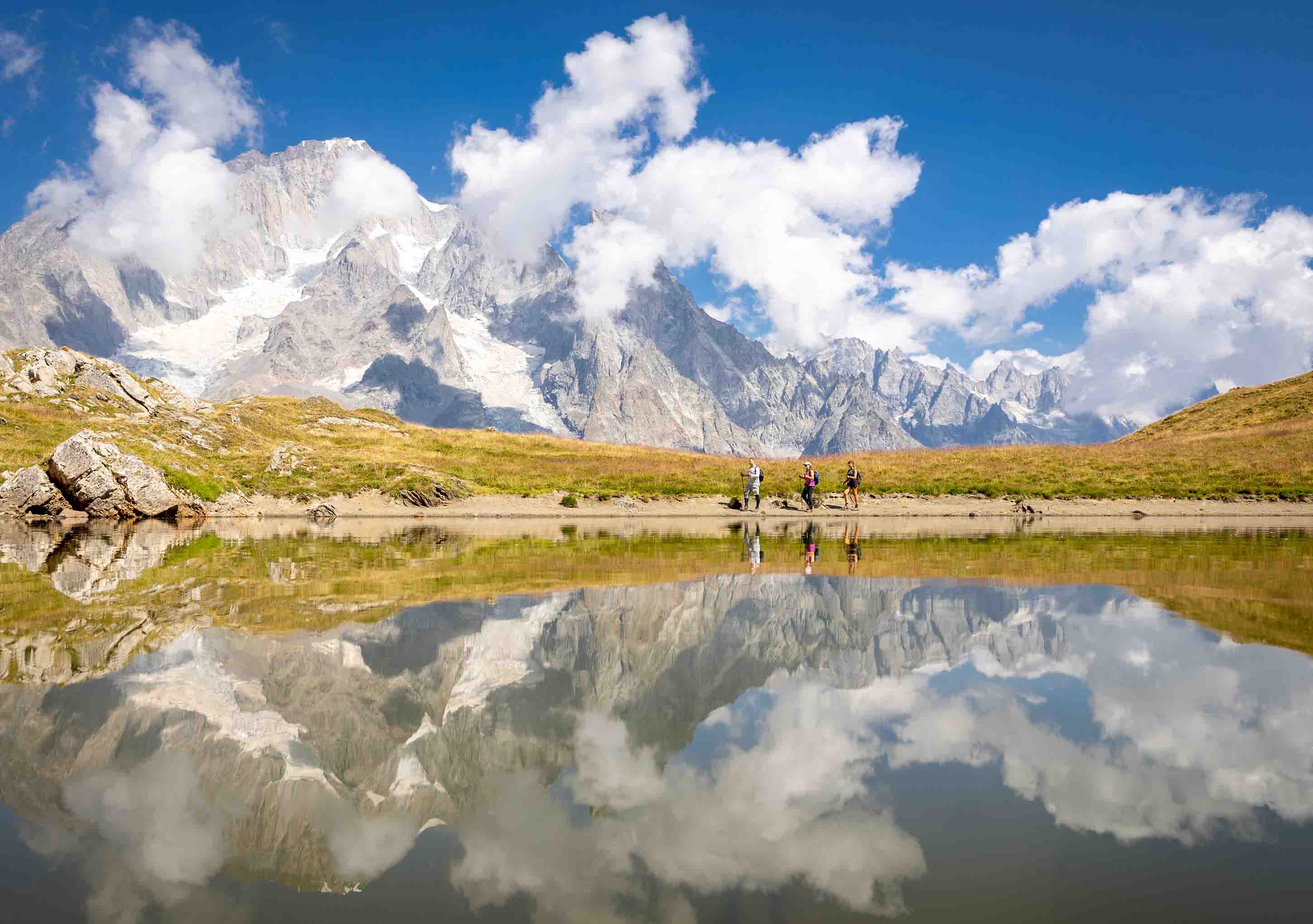 Lake in Italian Alps reflecting the sky
