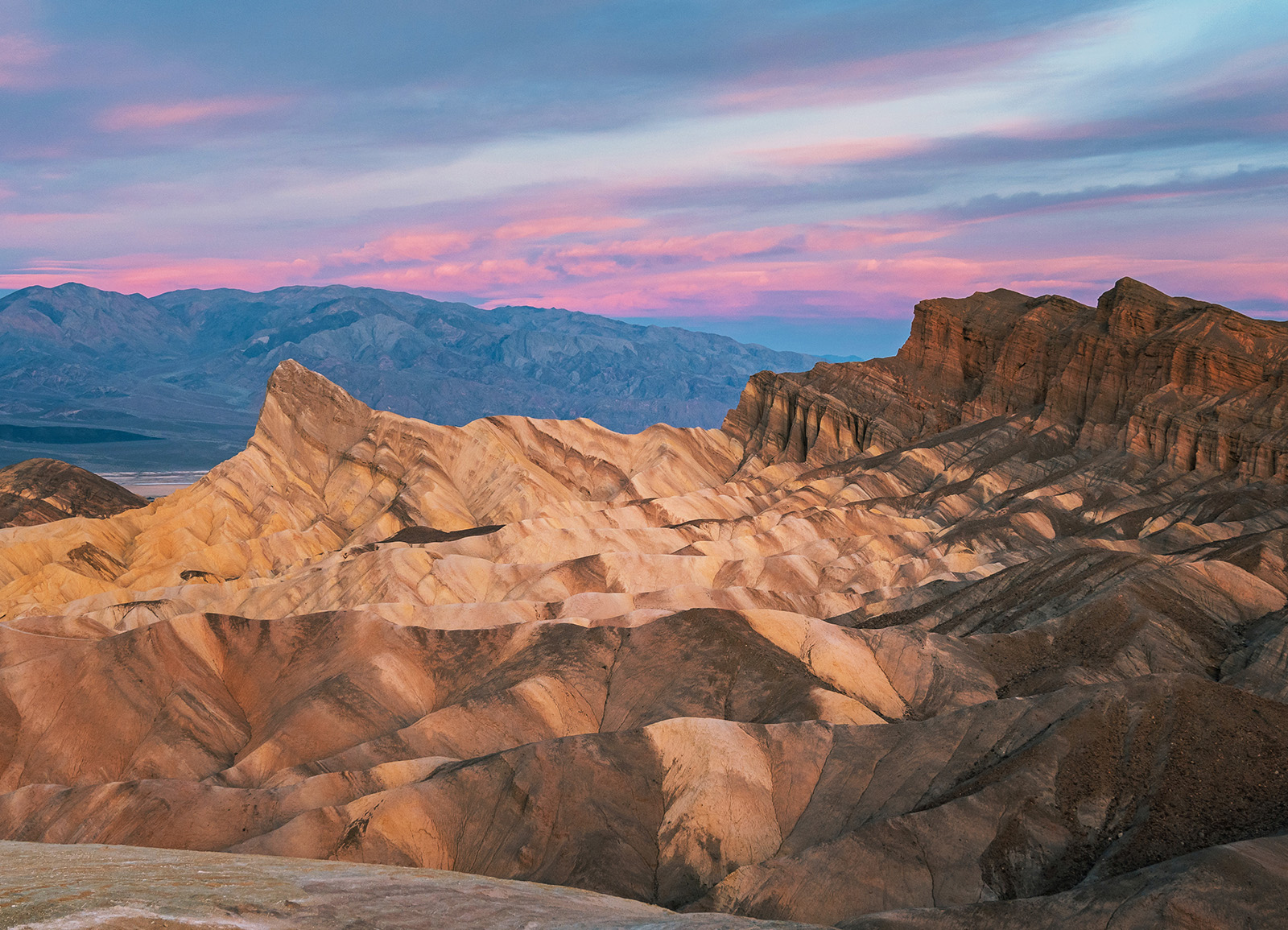 Desert mountains during sunset.