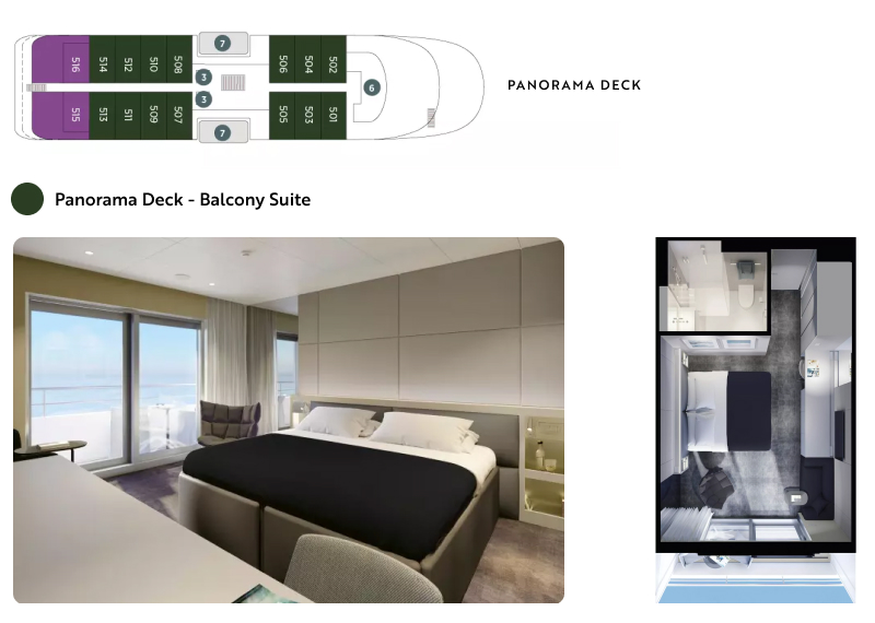 Emerald ship Panorama deck plan with Balcony Suite image and floor plans