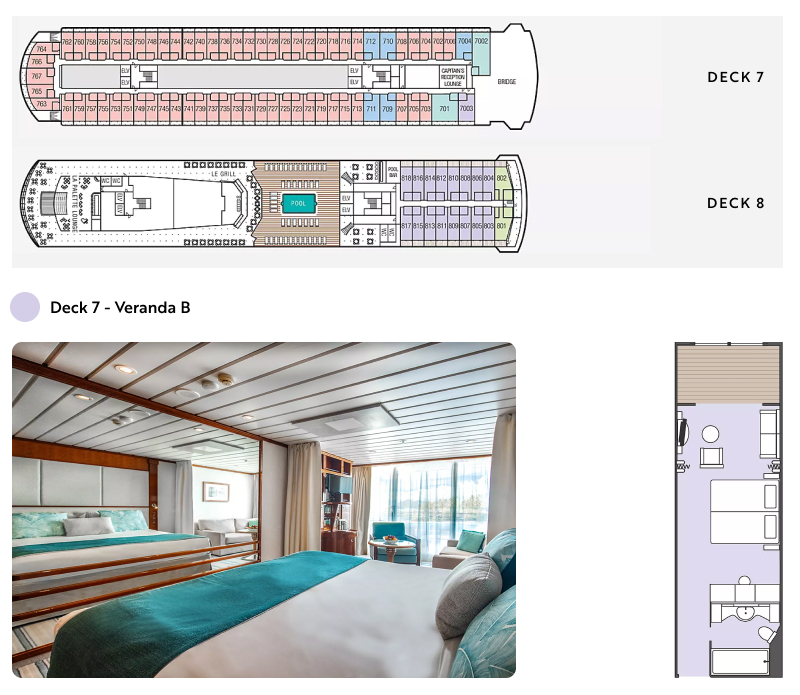 LePaul Deck 7 &amp; 8 plans with Veranda B image and floor plans
