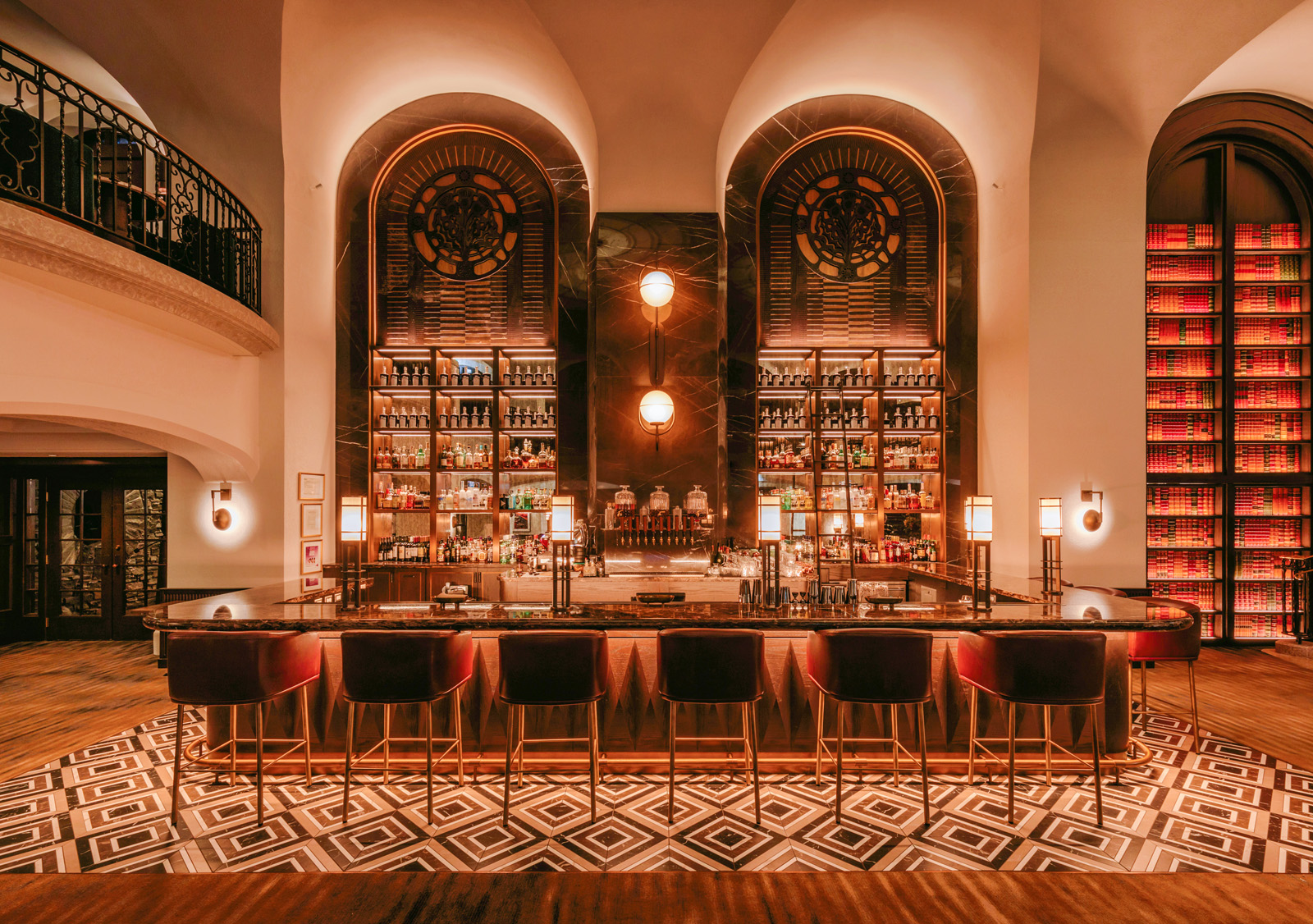 red lit hotel bar
