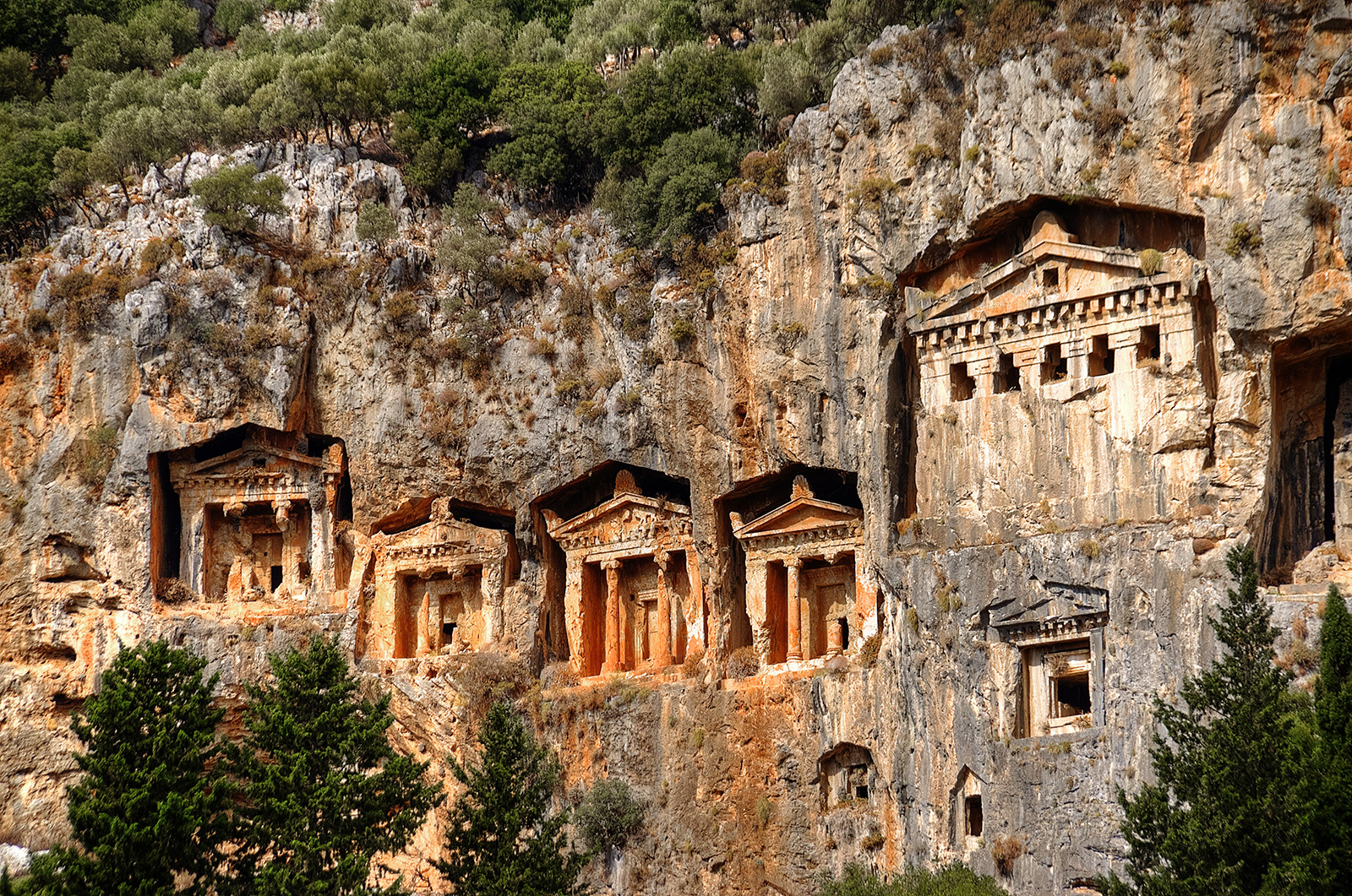 Stone buildings on a cliffside