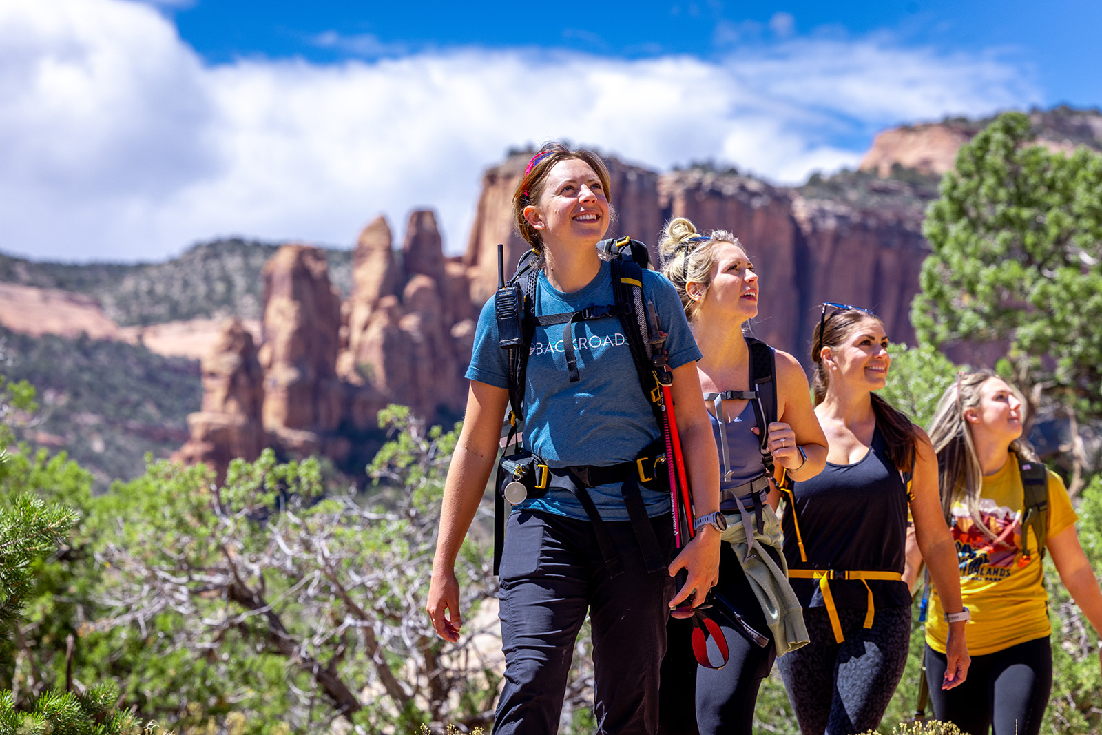 Backroads guests admire the environment as they hike through canyons