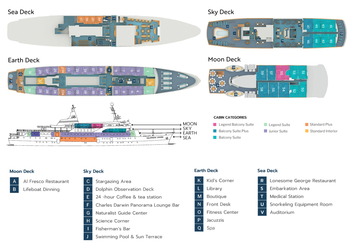 Ship deck plans and staterooms