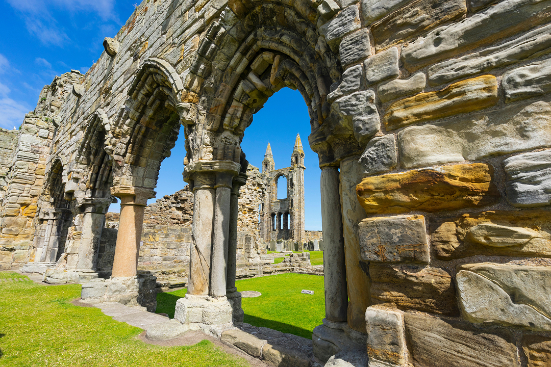 Rustic, stone arches of ancient buildings