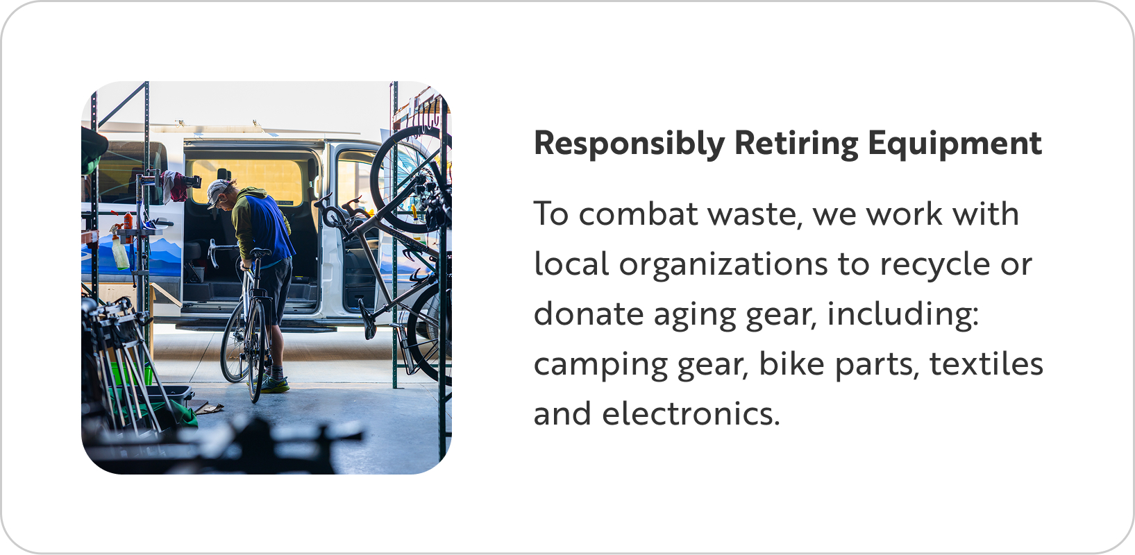 Person fixing a bike in a warehouse