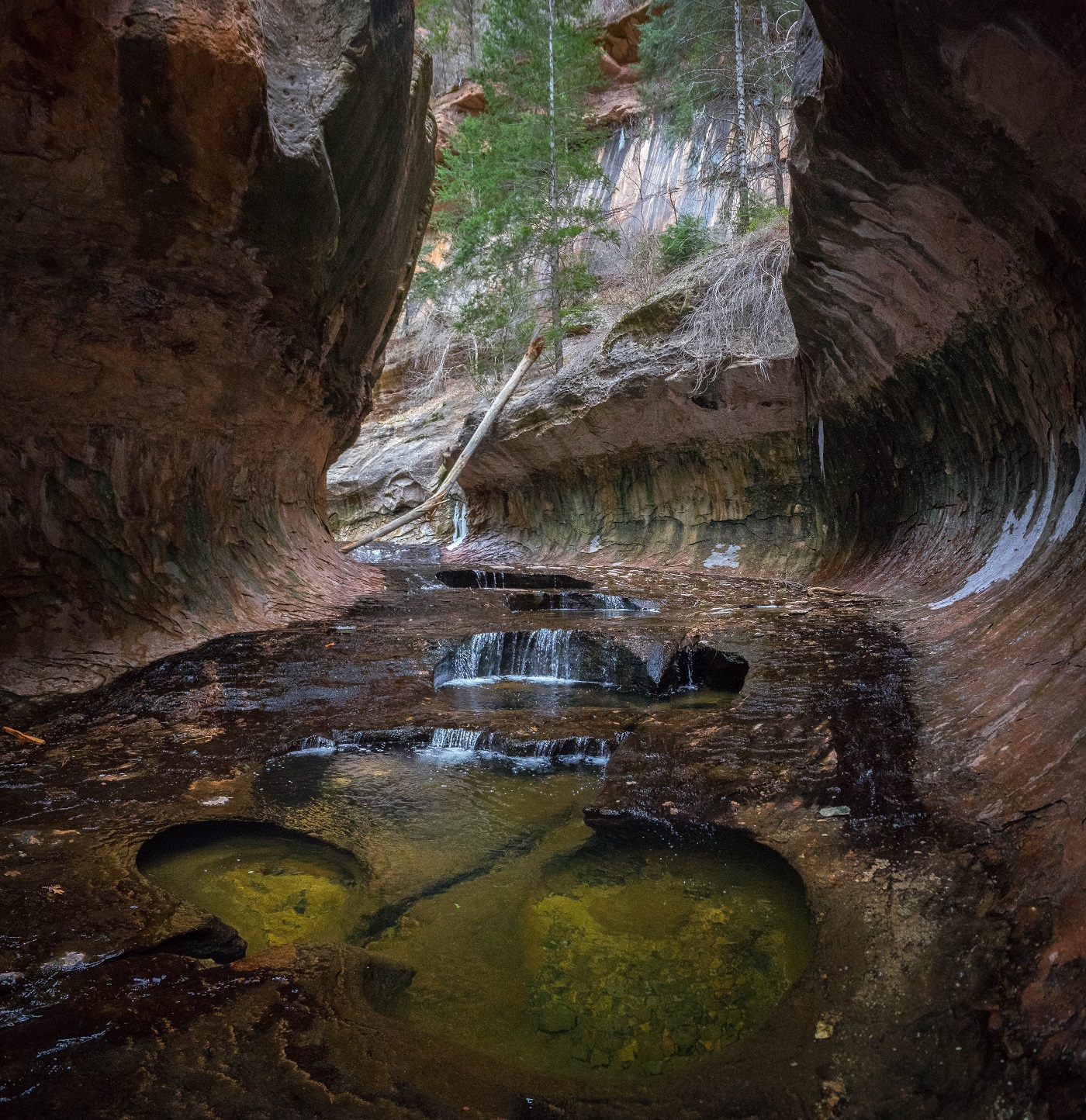 Dried river in between two mountain gorges