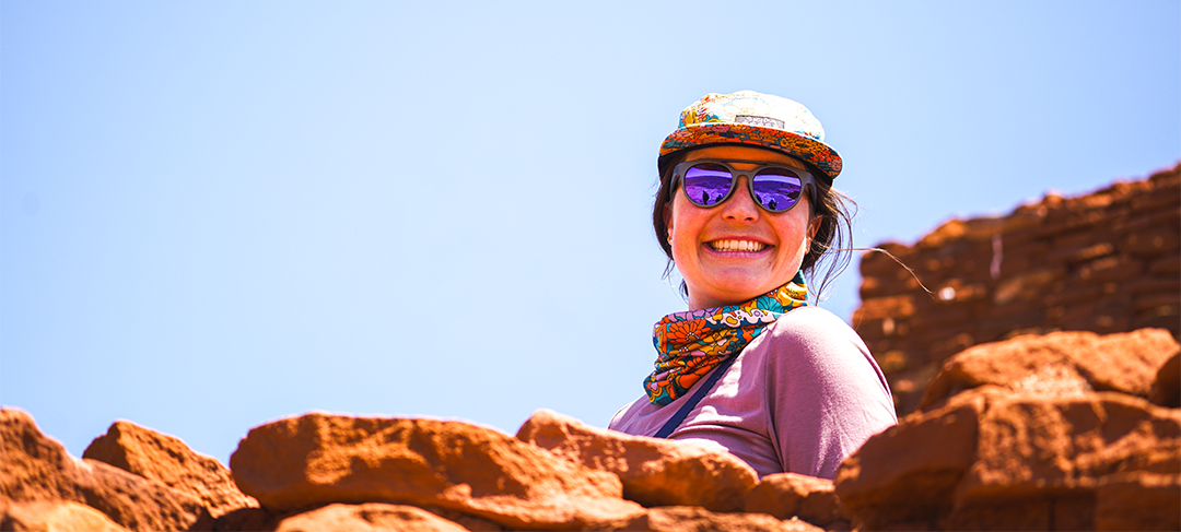 A colorful buff is useful on dusty trails and adds pizzazz to any outfit.
