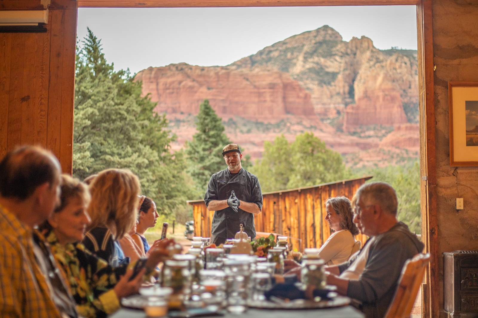 Dining against the backdrop of red rock desert.