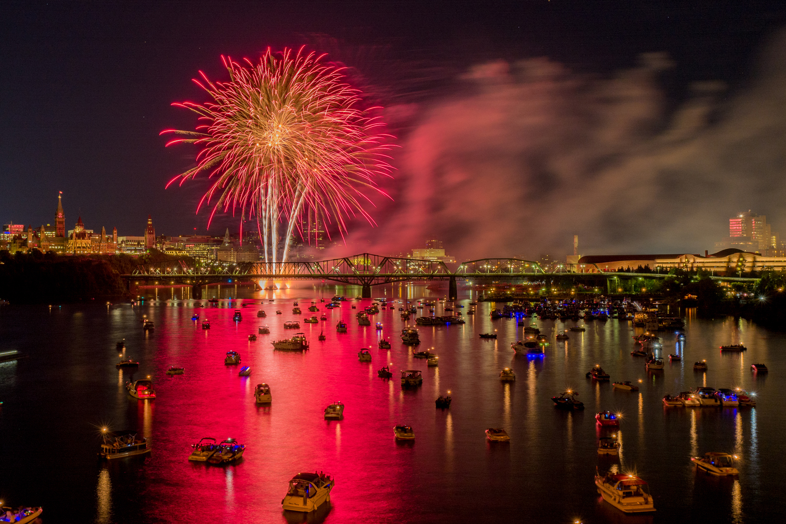 Fireworks over the harbor.