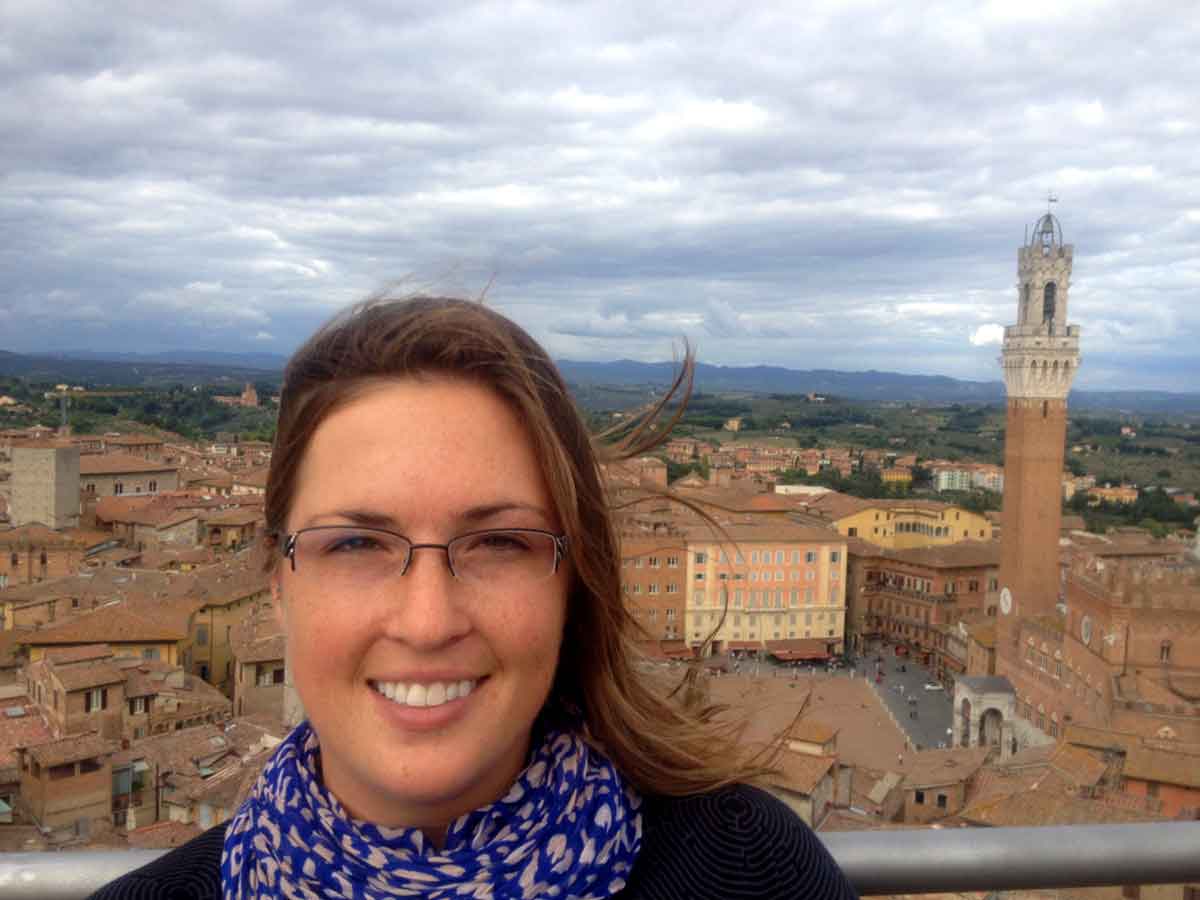 Fighting the wind in Sienna, Italy