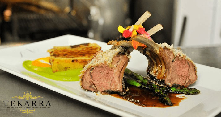 Kakerra's macadamia crusted lamb rack with crisp truffle mashed potato