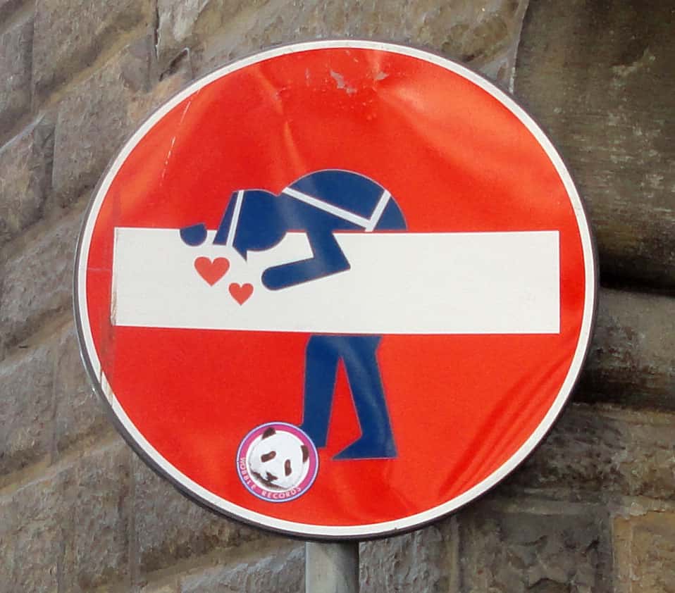 Clet Abraham's sign art in Florence, Italy
