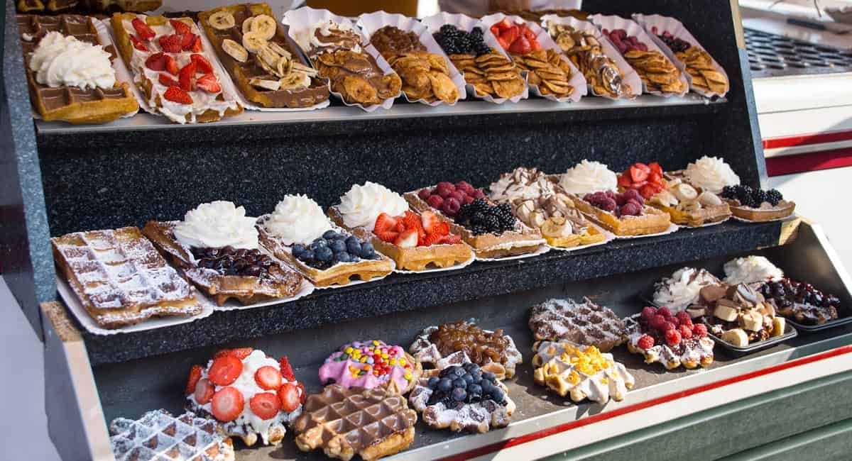 Belgian waffle bakery in Bruges Belgium