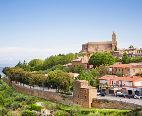 Scenery of old town of Montalcino in Val d'Orcia, Italy