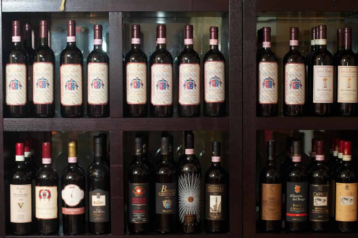 Selection of Padelletti wines at Al Giullare in Montalcino