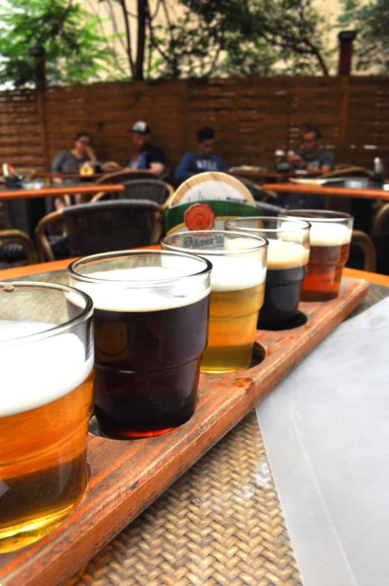 A Bohemian beer sampler in Prague, Czech Republic