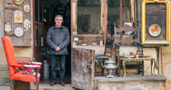 Adriano and his antiques in Arezzo, Italy