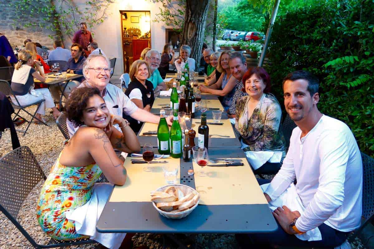 Dinner on a Backroads Trip in Italy with our Leaders