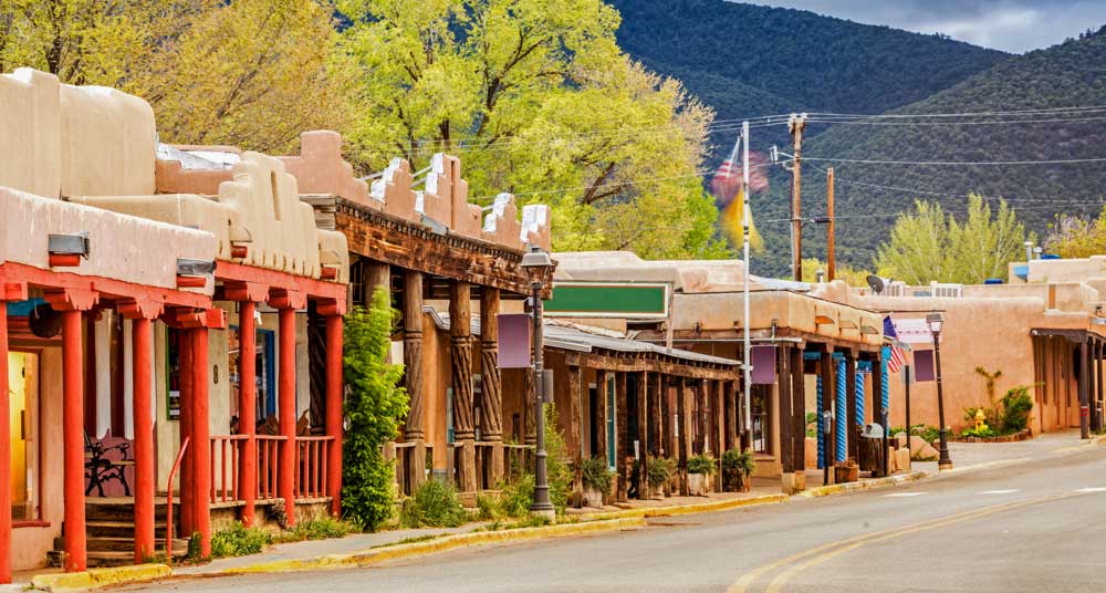 Street and Buildings in Taos, New Mexico