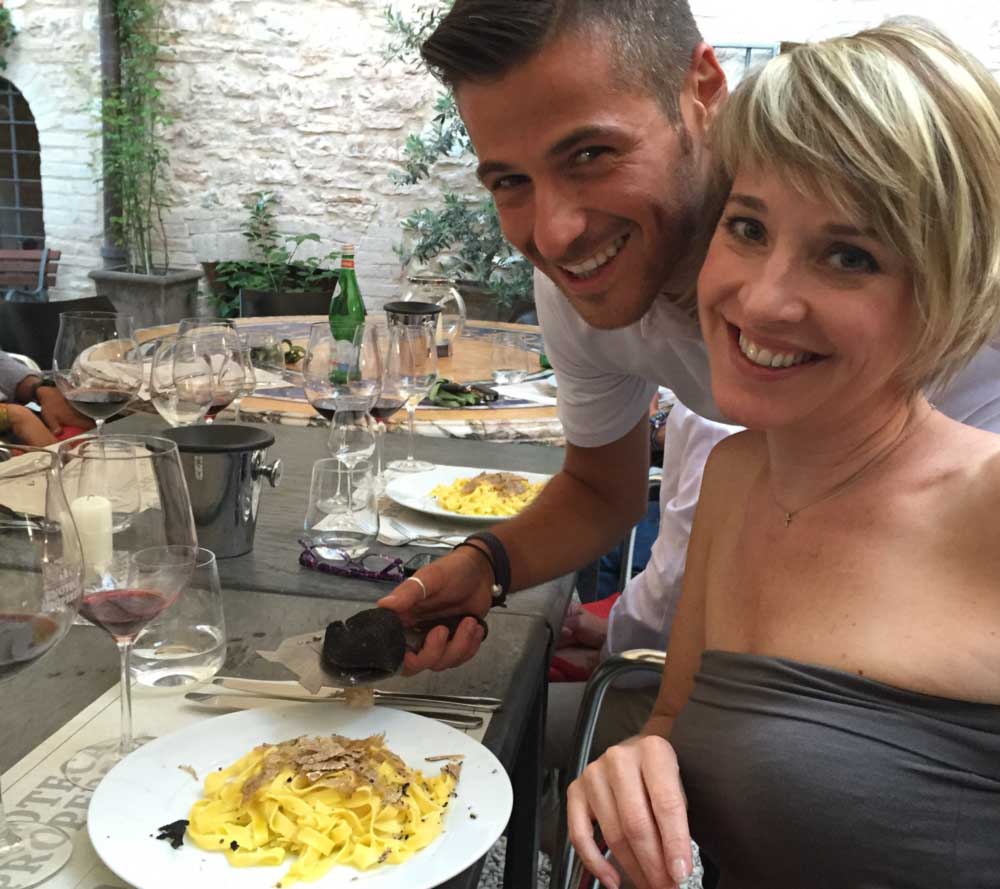 Couple enjoying Pasta in Southern Tuscany