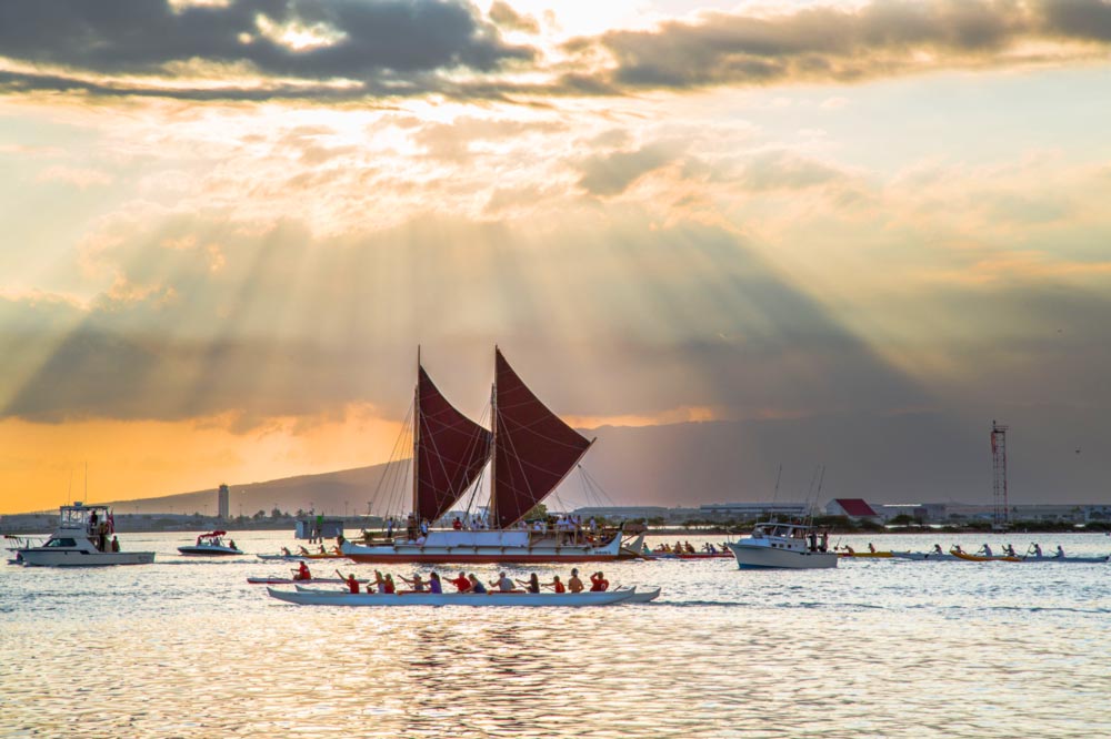 Boats off the coast of Hawaii