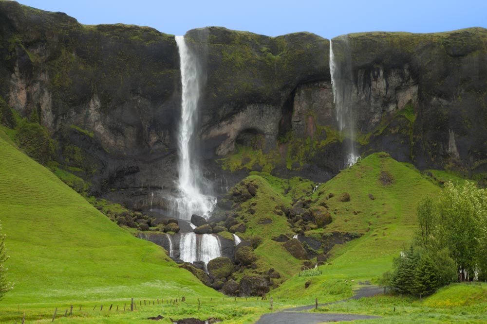 Cliff and waterfalls in Iceland