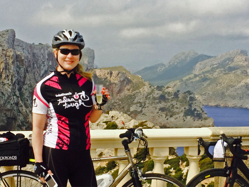 Kathy in Mallorca on a Backroads biking trip
