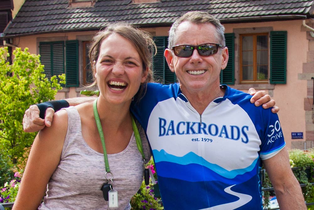 Backroads founder Tom Hale with Trip Leader Marine Sonat