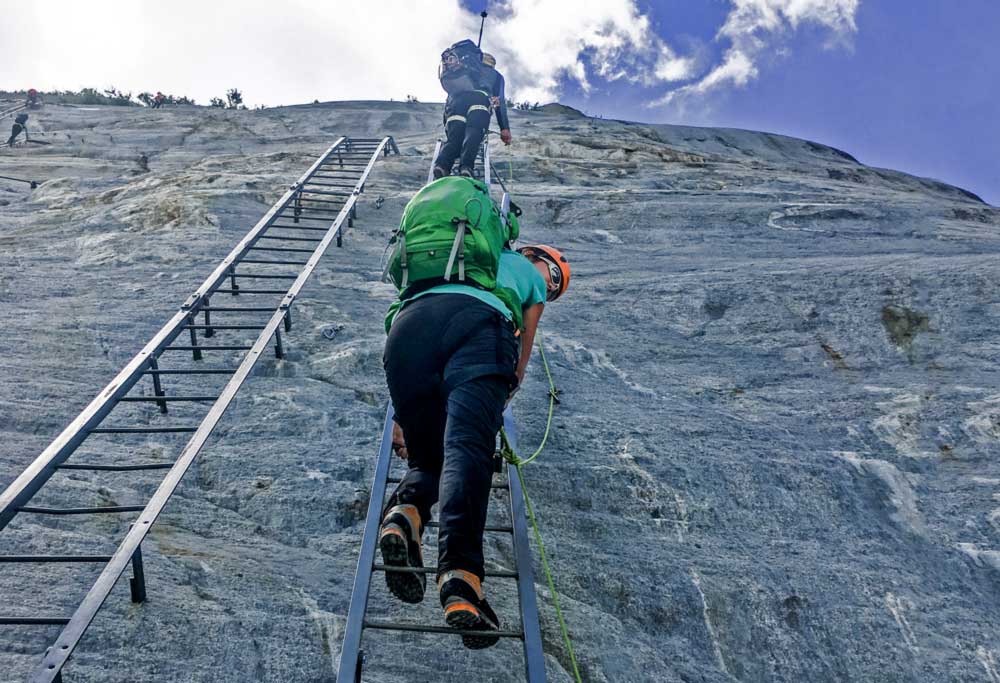 Climbing Via Ferrata Ladders in the Alps with Backroads