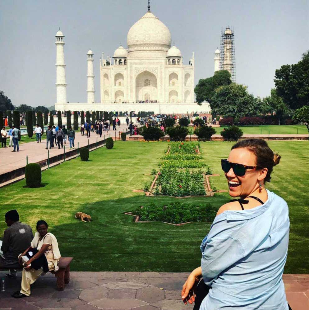 Backroads trip leader Molly Aiken at the Taj Mahal in India