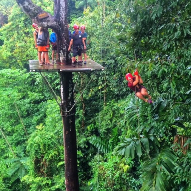 Zip lining through the rainforest in santa Juana, Costa Rica