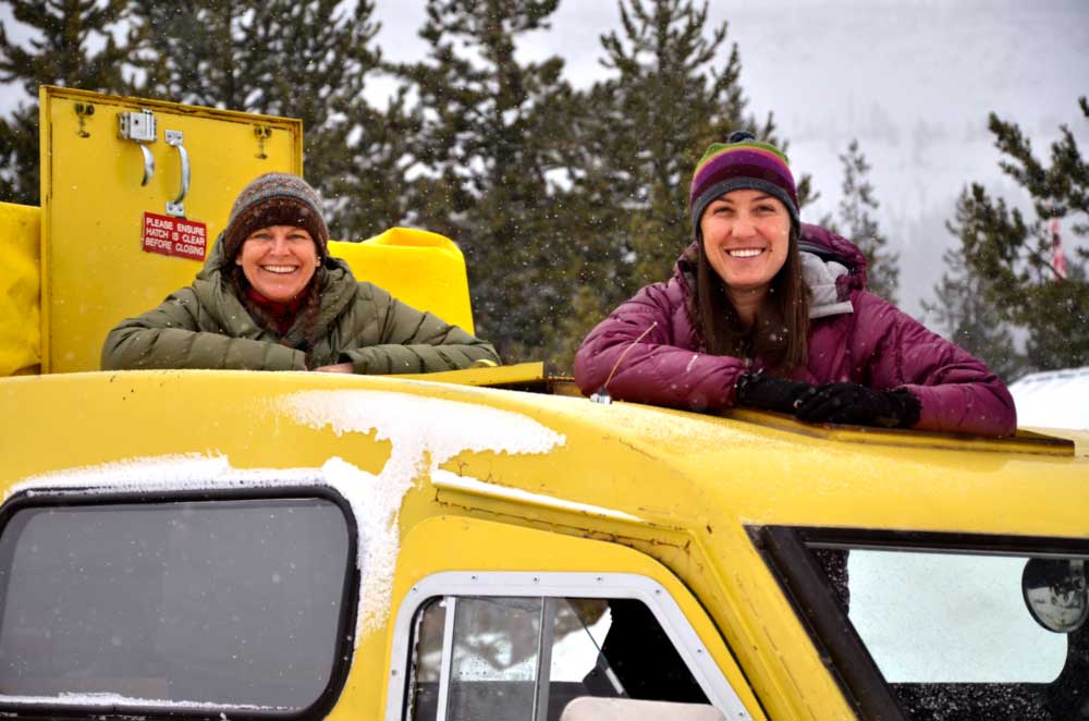 Backroads Guests with a Snow Coach in Yellowstone National Park