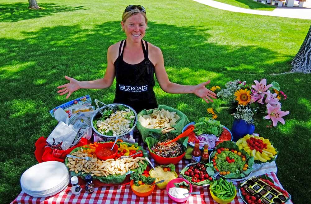 Backroads Leader Ariel Presenting a Picnic