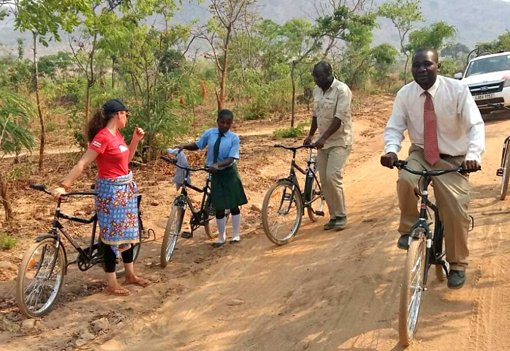 Riding bikes in Zambia