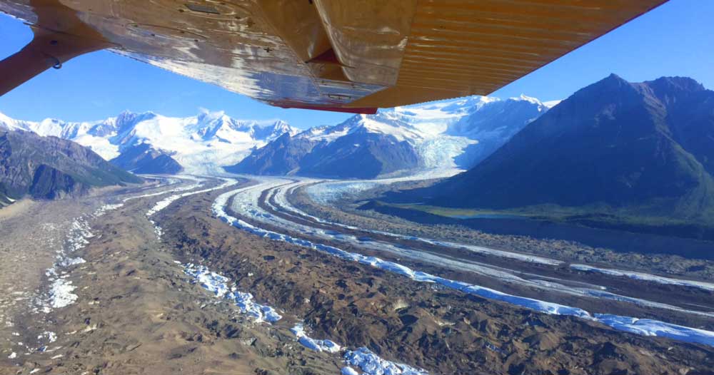 Flight above Alaska Glaciers