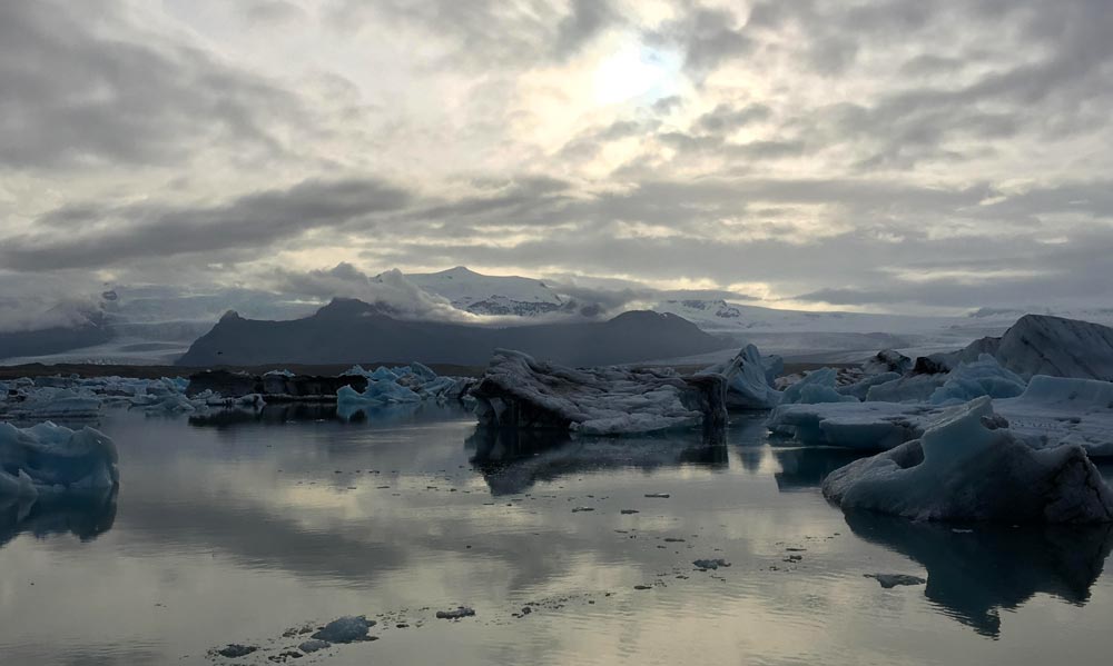 Icebergs in Iceland and the Midnight Sun