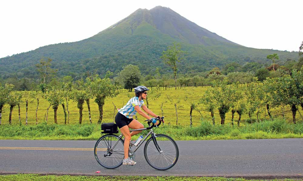 Biking past a Volcano in Costa Rica