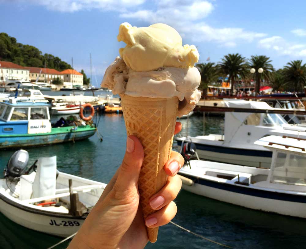 Gelato at a harbor in the Dalmatian Coast